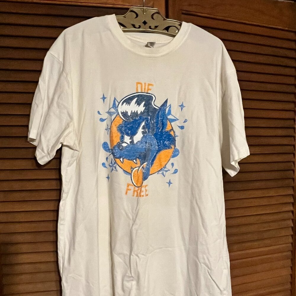 AS COLOUR Graphic T Shirt Mens Large White Die Free Print Short Sleeve 22x29